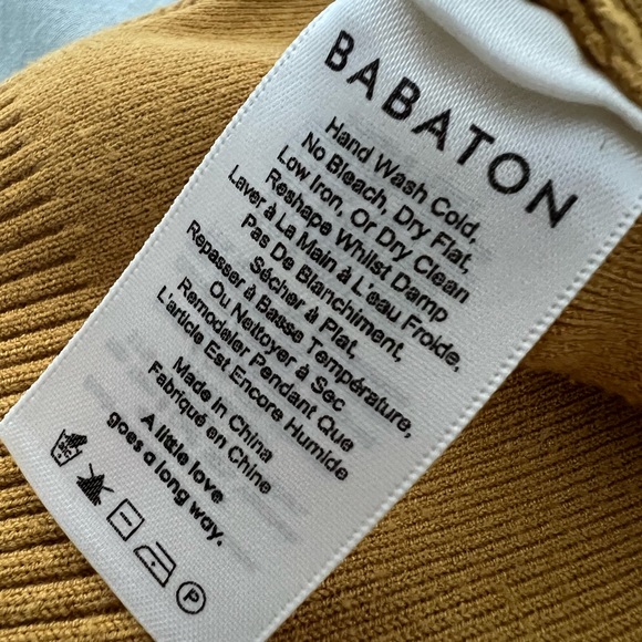 Aritzia Babaton Balloon sleeve mustard sweater S - Picture 8 of 9
